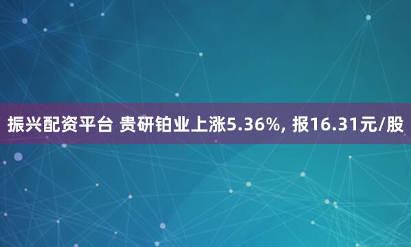 振兴配资平台 贵研铂业上涨5.36%, 报16.31元/股